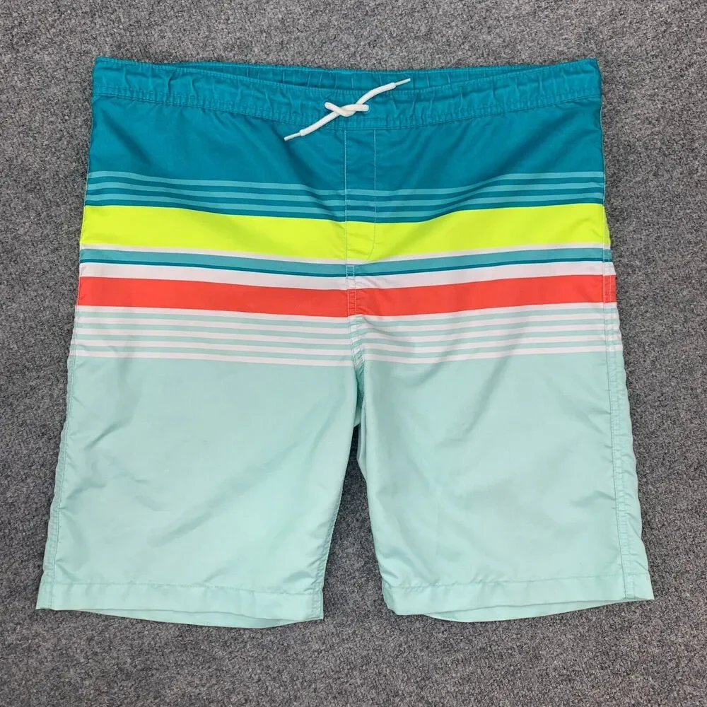 Lands End Swim Trunk Mens XL Extra Large Striped Drawstring Brief Lined *READ
